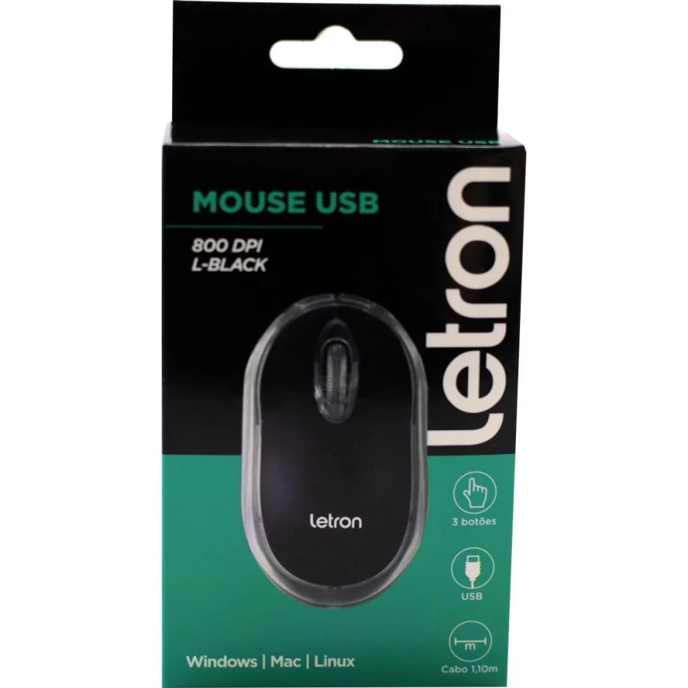 MOUSE OPTICO USB LETRON 800DPI L-BLACK LEONORA (UNIDADE) - imagem 4