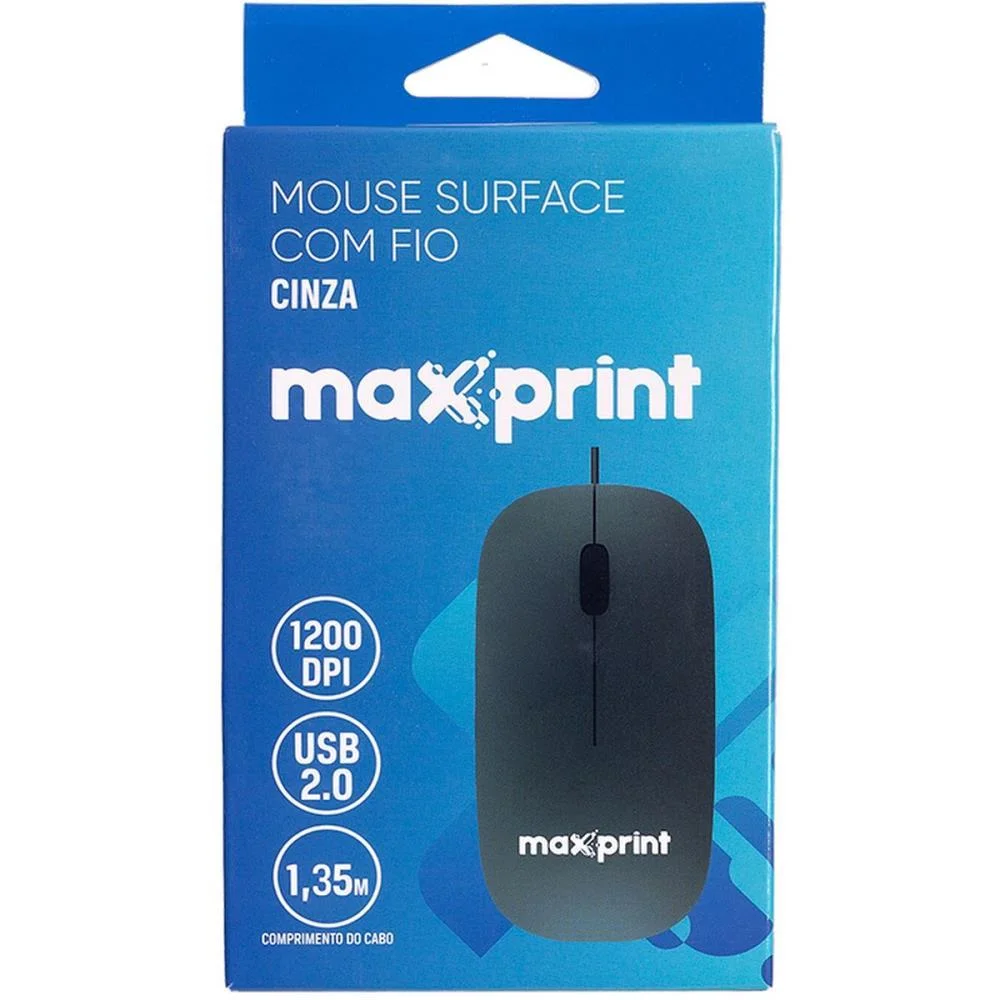 MOUSE OPTICO USB 1200DPI SURFACE CINZA 2.0M MAXPRINT (UNIDADE) - imagem 6