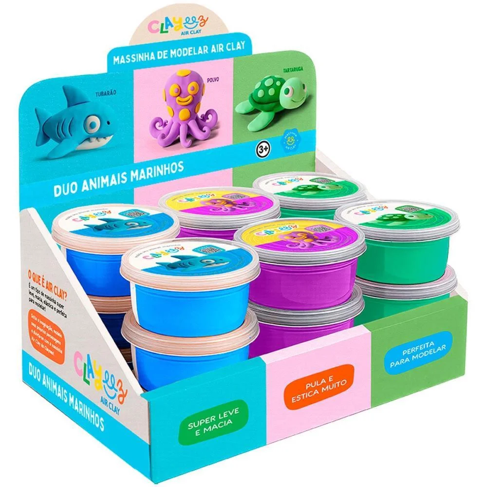MASSA PARA MODELAR CRIATIVA CLAYEEZ ANIMAIS MARINHOS 12G(S DOCE BRINQUEDO (DP.C/18) - imagem 6