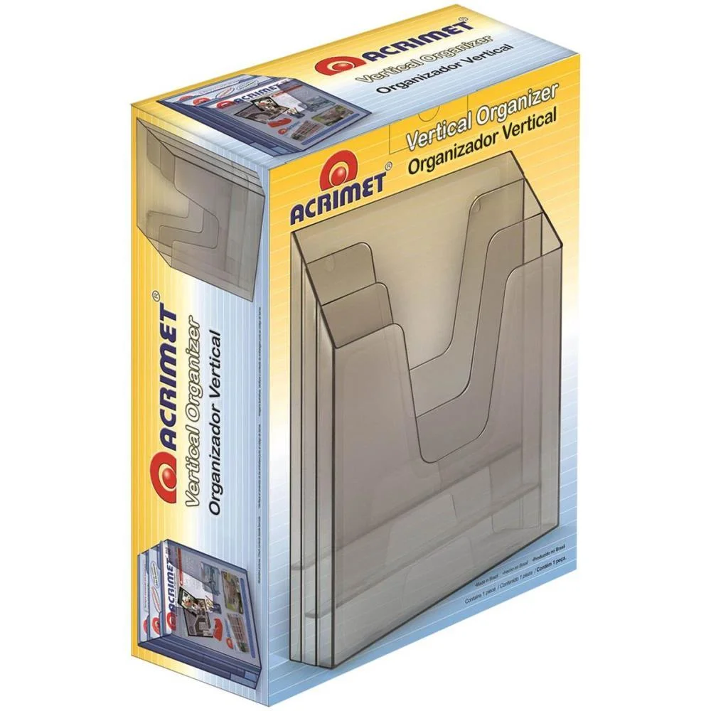 ORGANIZADOR DE ESCRITORIO EXPOSITOR TRIPLO VERTICAL FUME ACRIMET (UNIDADE) - imagem 4
