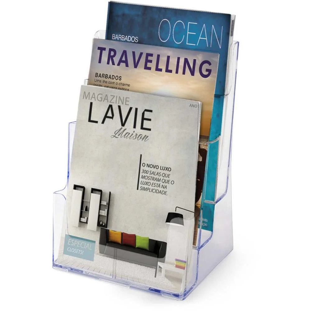 ORGANIZADOR DE ESCRITORIO TRIPLO VERTICAL CRISTAL MAXCRIL (UNIDADE) - imagem 4