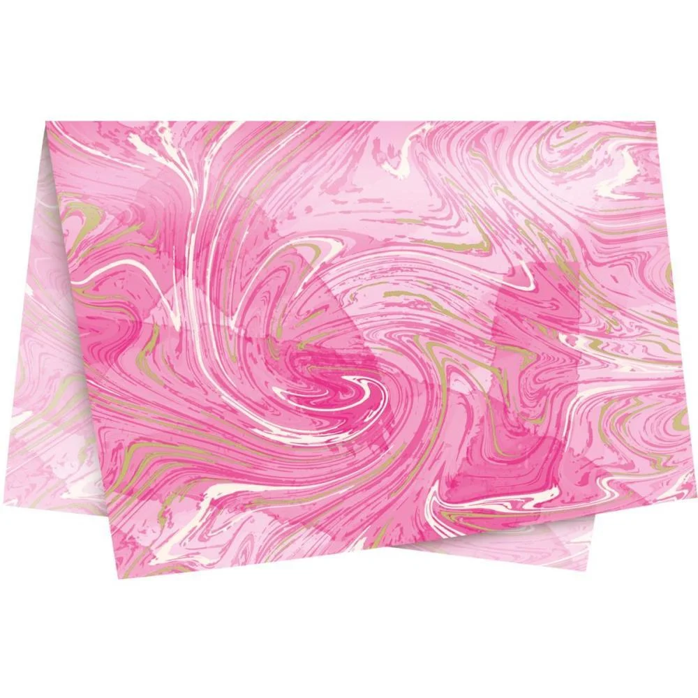 PAPEL DE SEDA MARMORIZADO ROSA 49X69CM CROMUS (PCT.C/50) - imagem 2