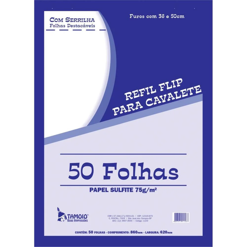 PAPEL PARA FLIP-CHART SERRILHADO 62X86CM 75G. 50FLS. TAMOIO (PCT.C/03) - imagem 2