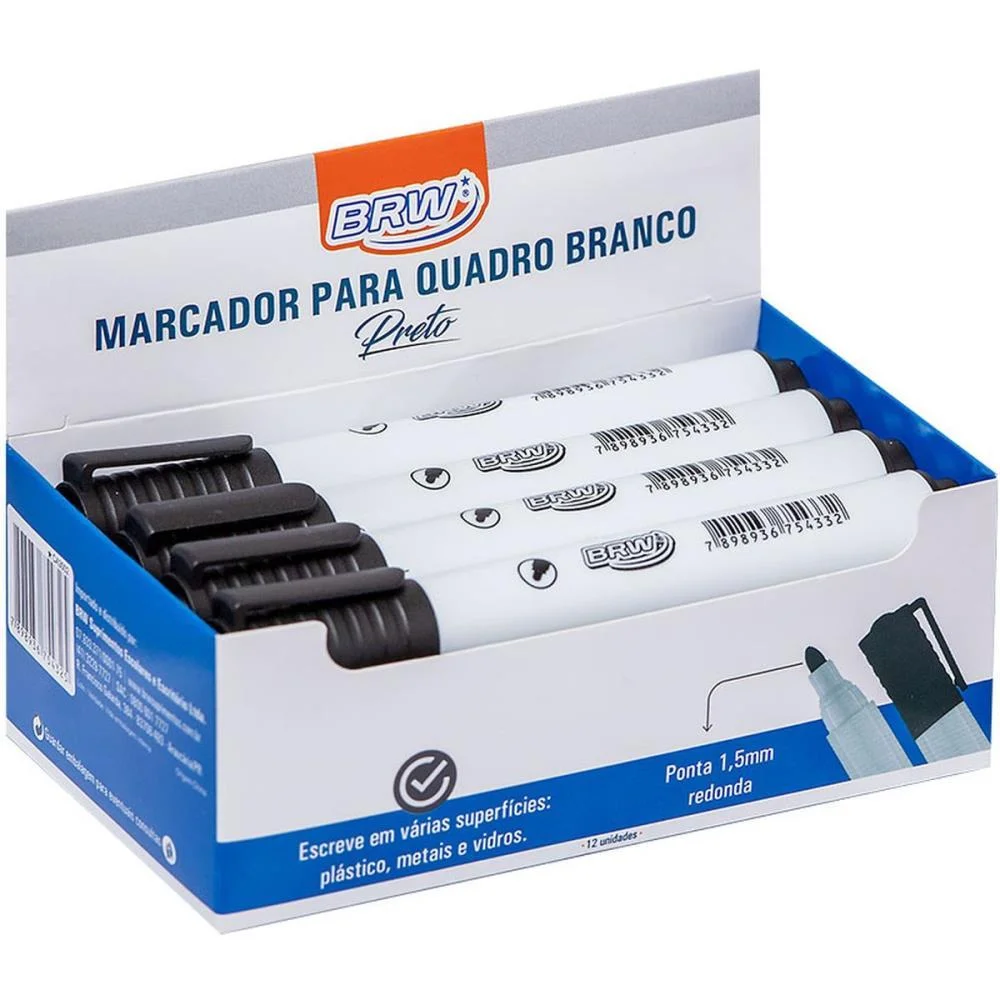 PINCEL QUADRO BRANCO PRETO BRW (CX.C/12) - imagem 3