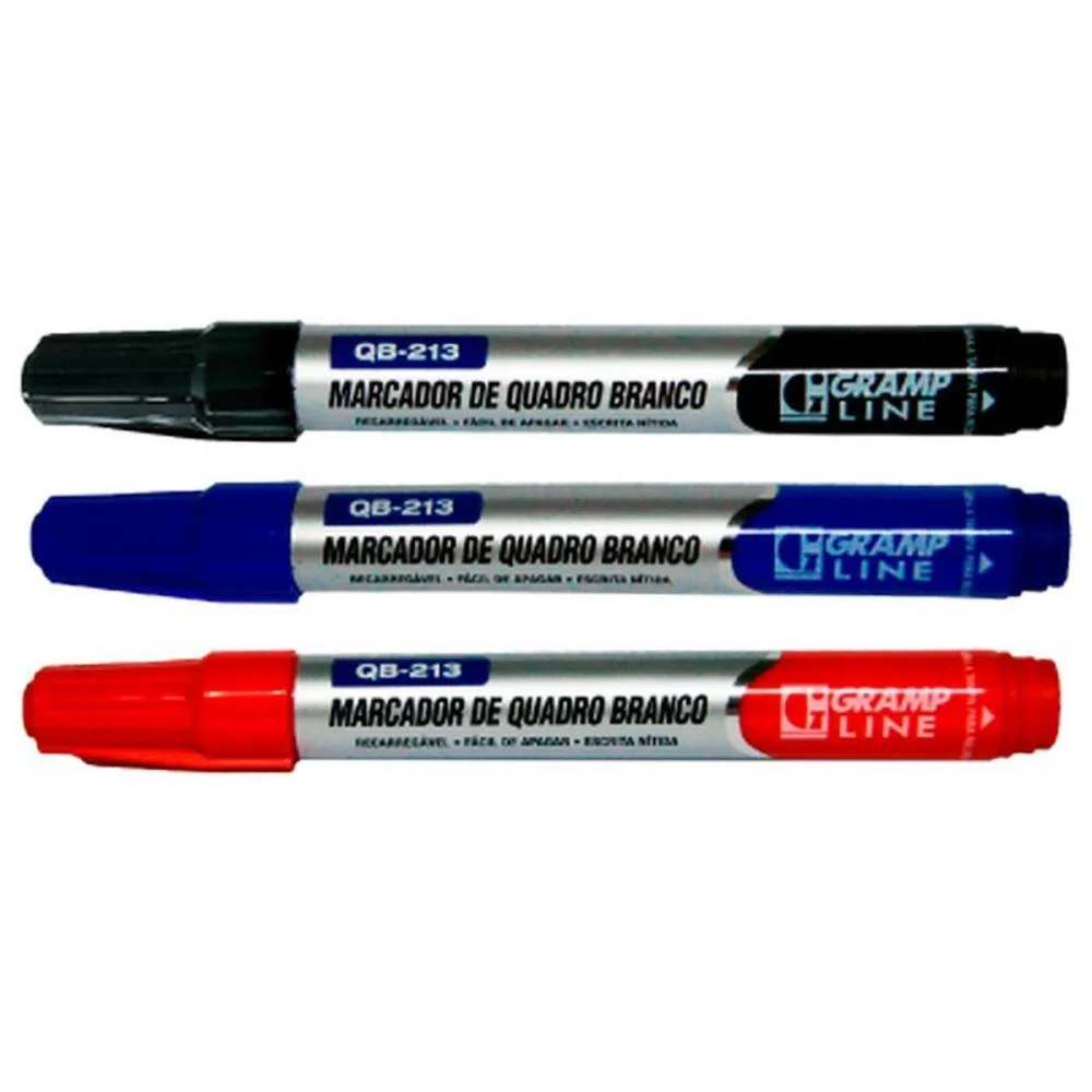 PINCEL QUADRO BRANCO QB213 RECARREGAVEL C/03 CORES GRAMP LINE (BL.C/03) - imagem 4