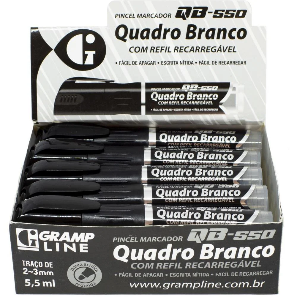 PINCEL QUADRO BRANCO QB550 RECARREGAVEL PRETO GRAMP LINE (DP.C/10) - imagem 2
