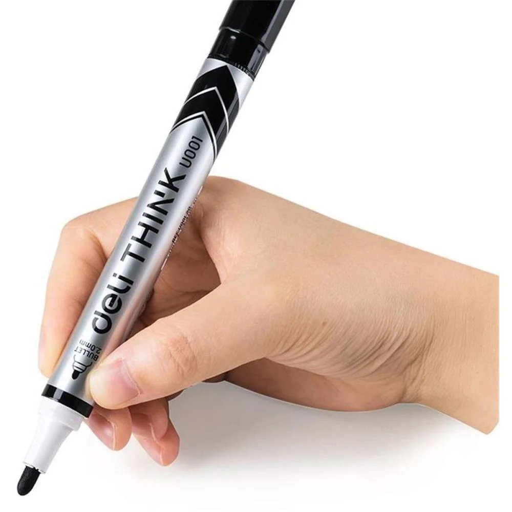 PINCEL QUADRO BRANCO PONTA REDONDA 2,0MM PRETO DELI (CX.C/12) - imagem 3