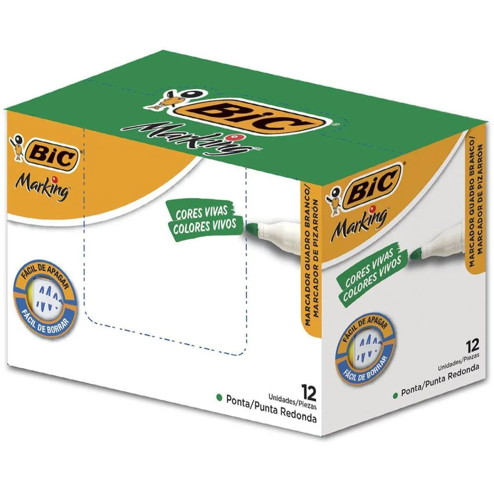 PINCEL QUADRO BRANCO MARKING RECARREGAVEL VERDE BIC (CX.C/12) - imagem 2