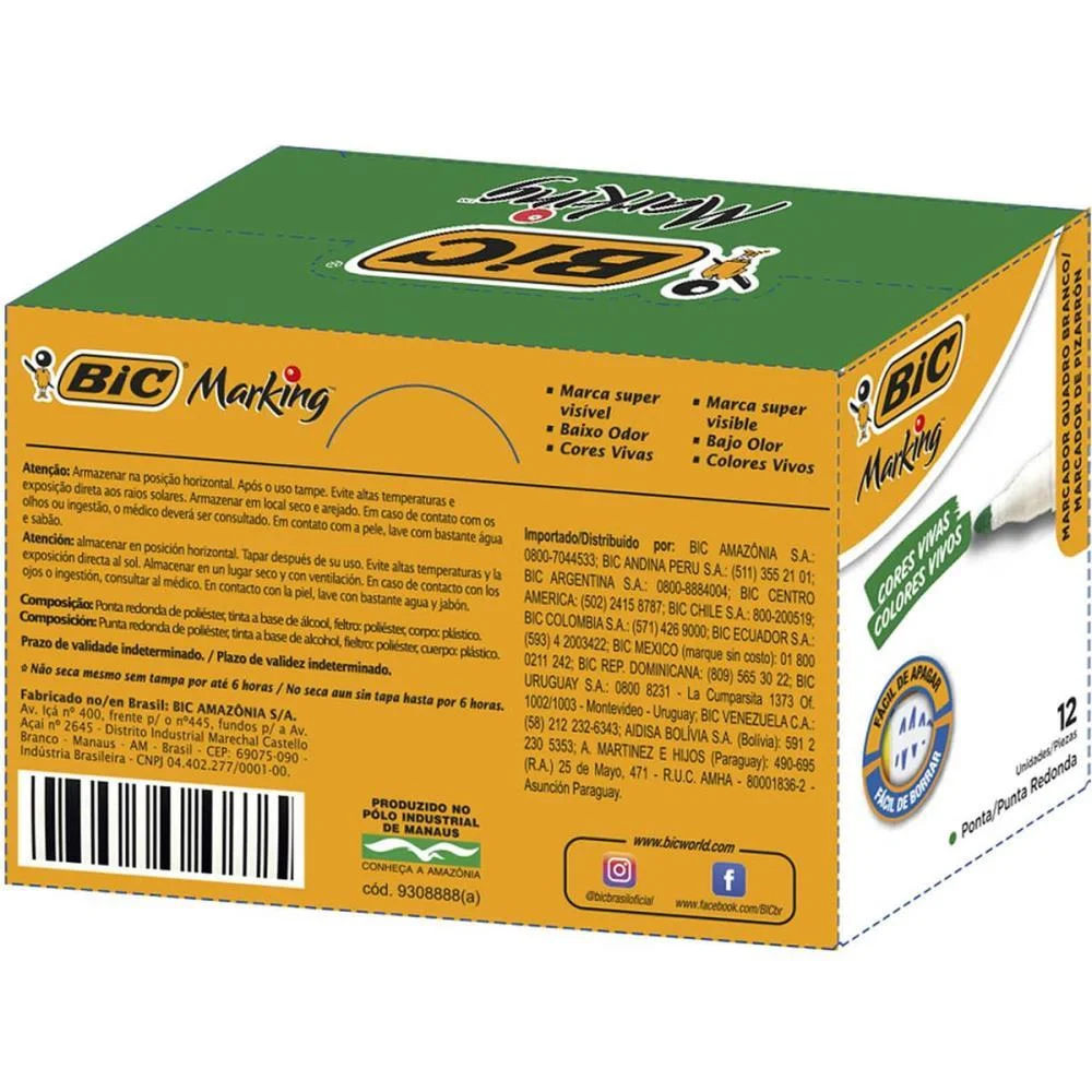 PINCEL QUADRO BRANCO MARKING RECARREGAVEL VERDE BIC (CX.C/12) - imagem 4