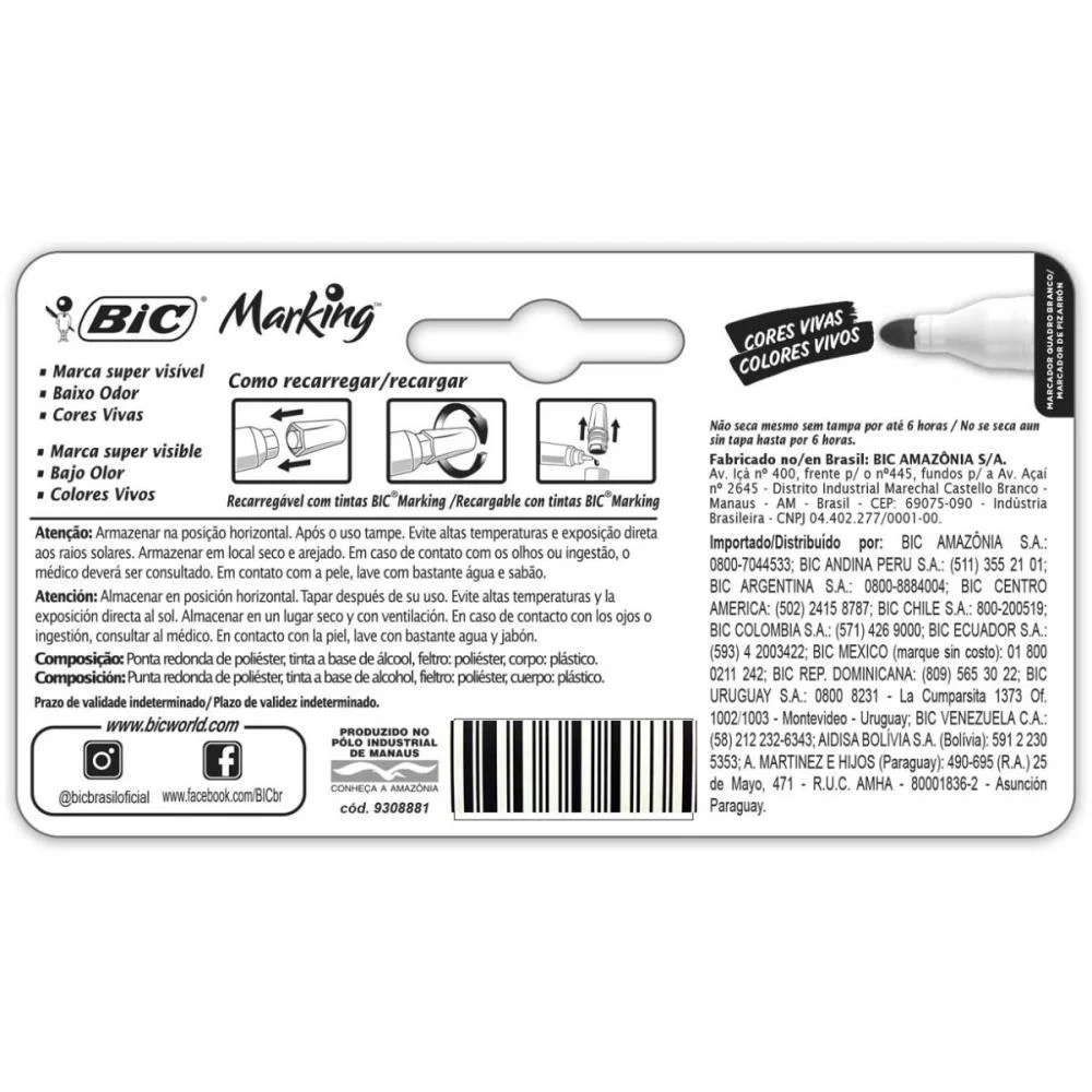 PINCEL QUADRO BRANCO MARKING RECARREGAVEL PRETO BIC (BL.C/01) - imagem 5