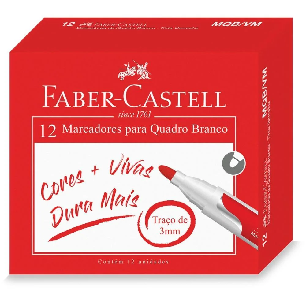 PINCEL QUADRO BRANCO VERMELHO FABER-CASTELL (CX.C/12) - imagem 2