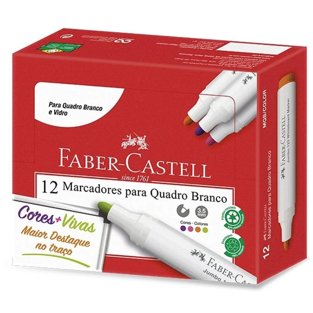 PINCEL QUADRO BRANCO MIX 4 CORES FABER-CASTELL (CX.C/12) - imagem 2
