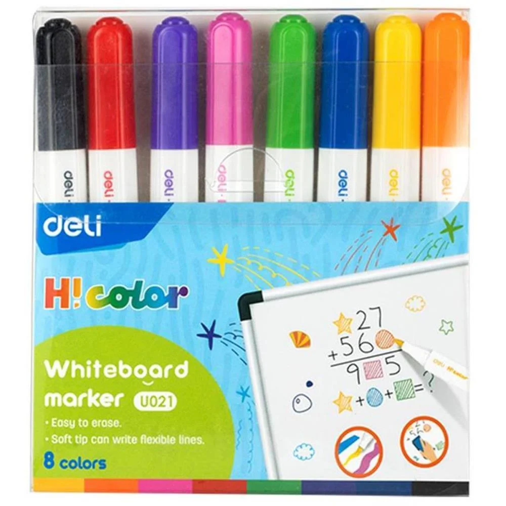 PINCEL QUADRO BRANCO PONTA REDONDA 0,4MM 8CORES DELI (CX.C/08) - imagem 3