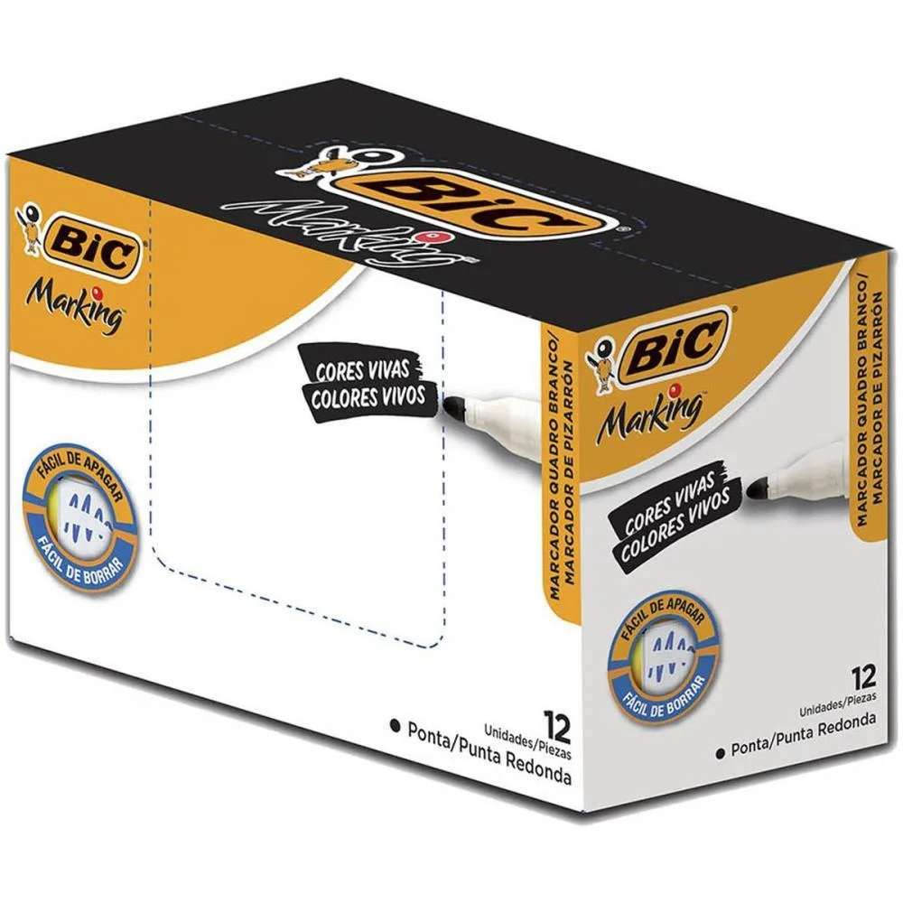 PINCEL QUADRO BRANCO MARKING RECARREGAVEL PRETO BIC (CX.C/12) - imagem 2