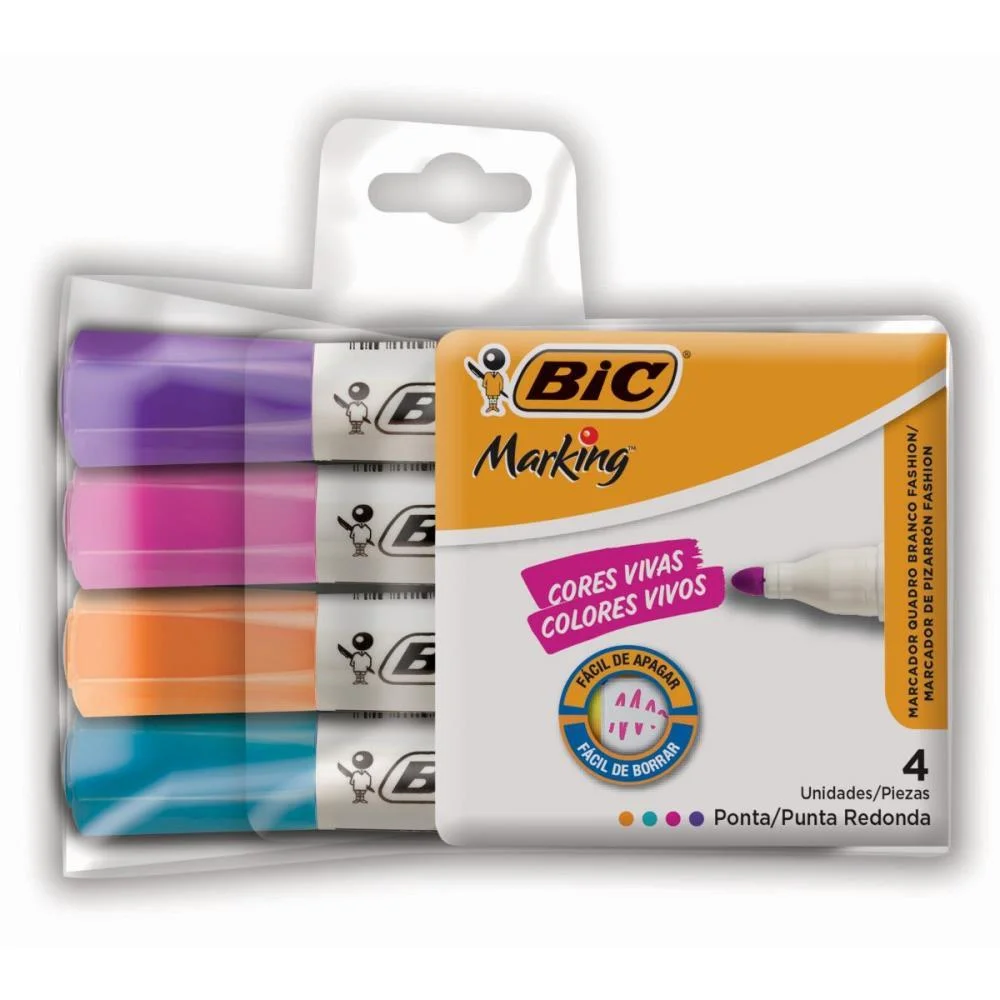 PINCEL QUADRO BRANCO MARKING FASHION C/04 CORES BIC (UNIDADE) - imagem 3