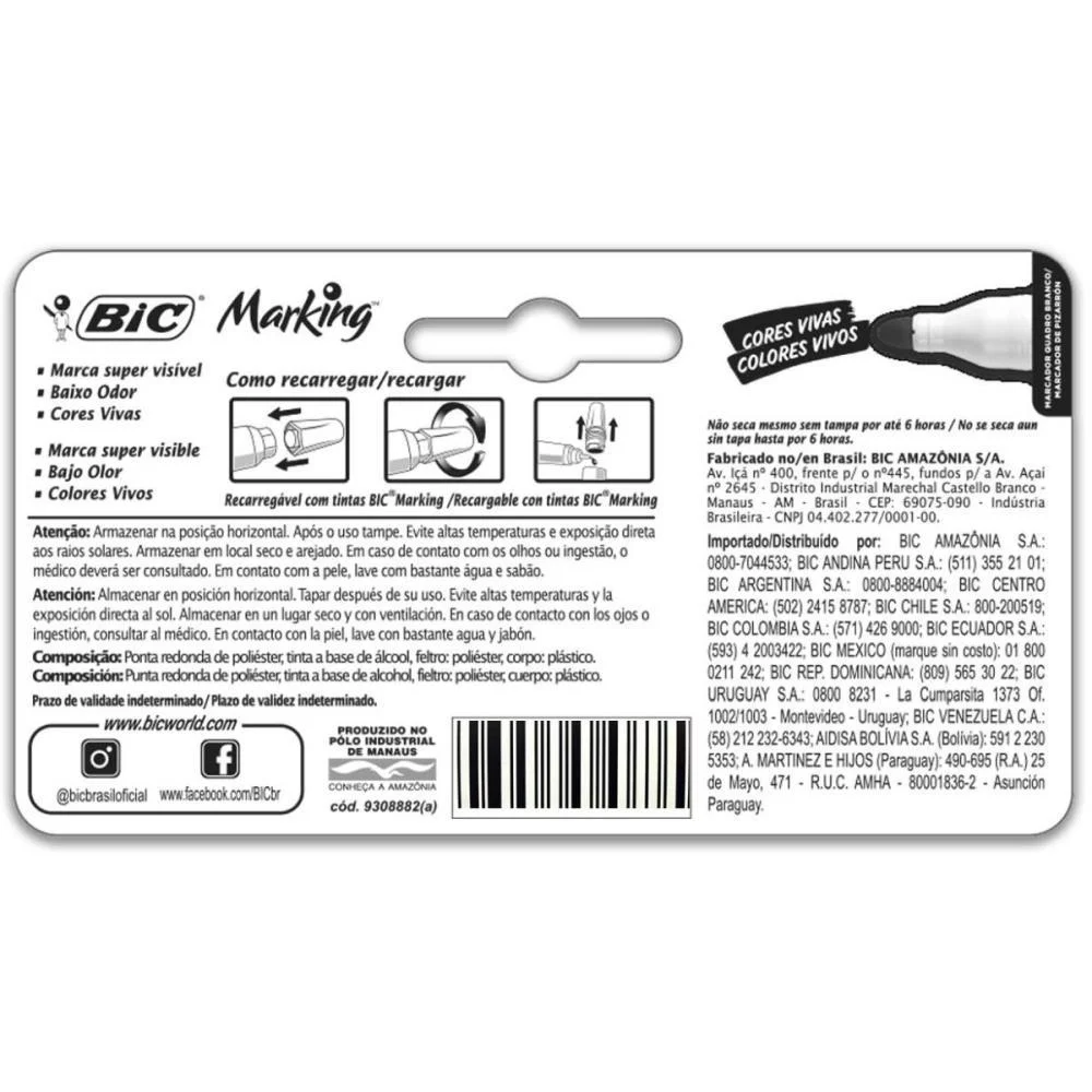 PINCEL QUADRO BRANCO MARKING RECARREGAVEL AZUL BIC (BL.C/01) - imagem 5