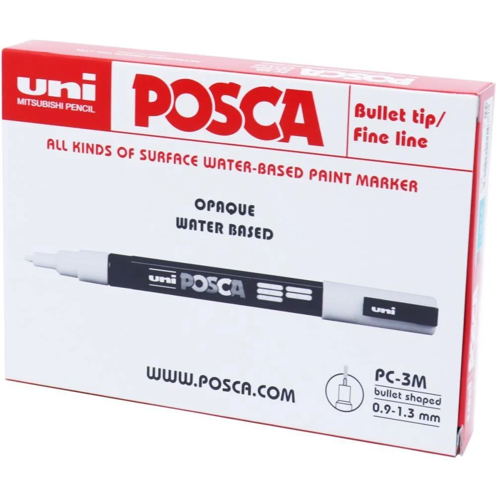PINCEL MARCADOR ARTESANATO POSCA PC-3M FINE LINE BRANCO SERTIC (CX.C/06) - imagem 4
