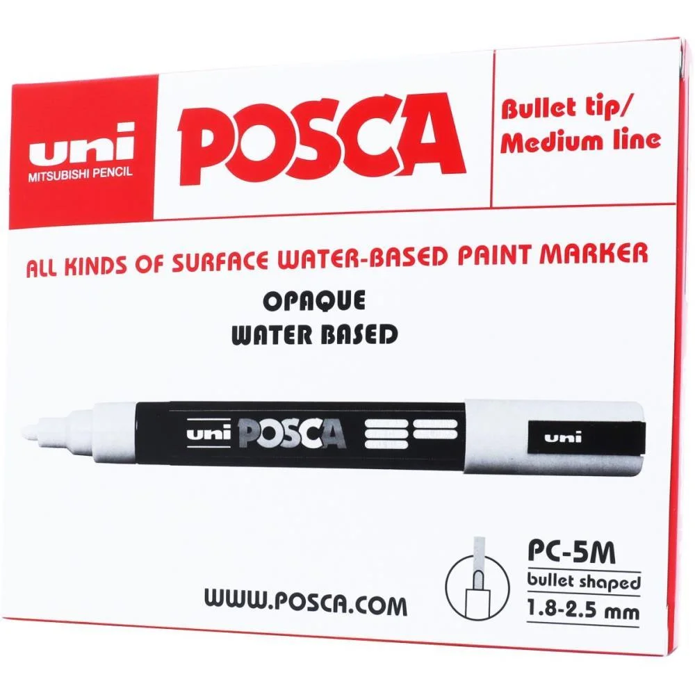 PINCEL MARCADOR ARTESANATO POSCA PC-5M 2.5MM BRANCO SERTIC (CX.C/06) - imagem 4