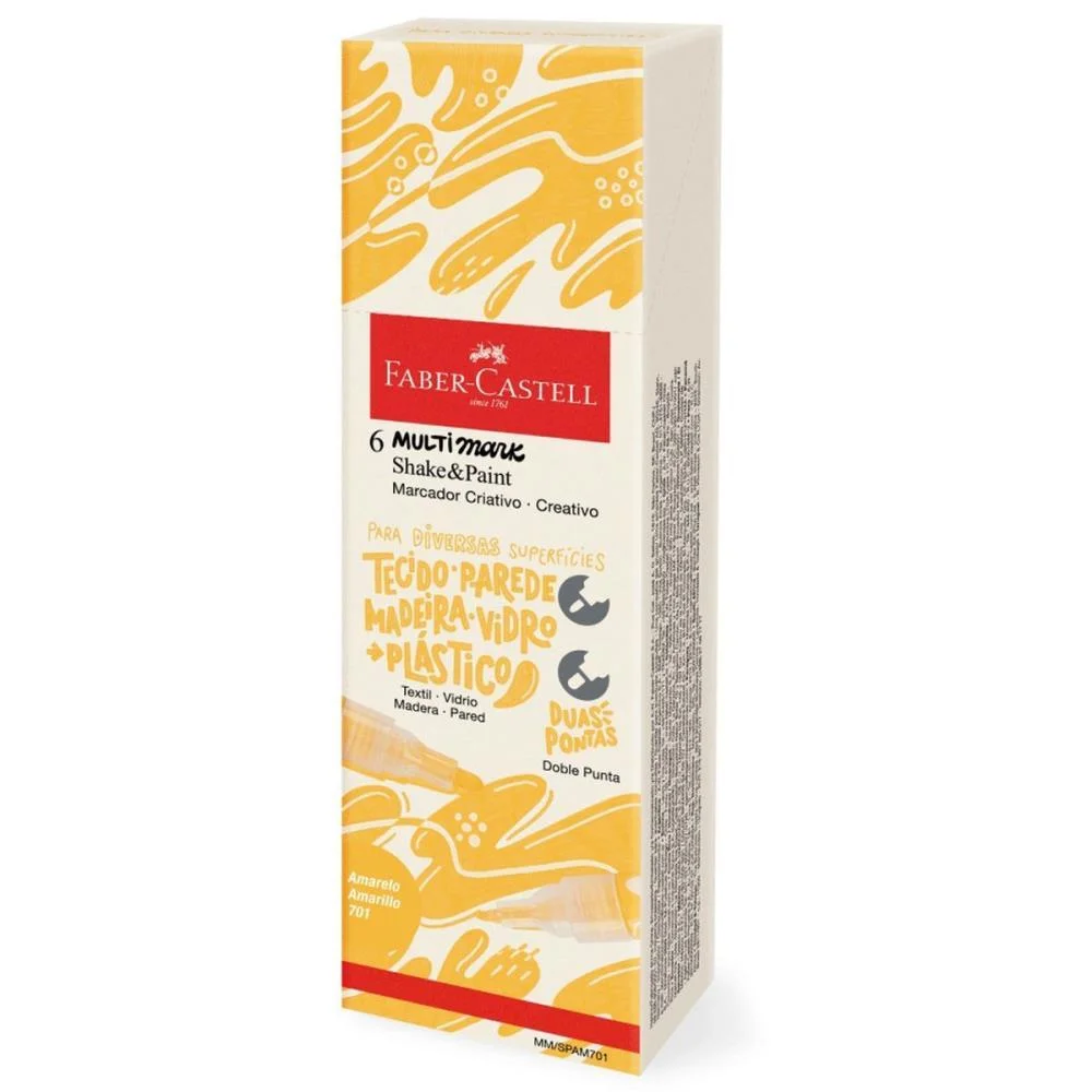 PINCEL MARCADOR ARTESANATO MULTIMARK S/P AMARELO COM 6 FABER-CASTELL (ESTOJO) - imagem 4