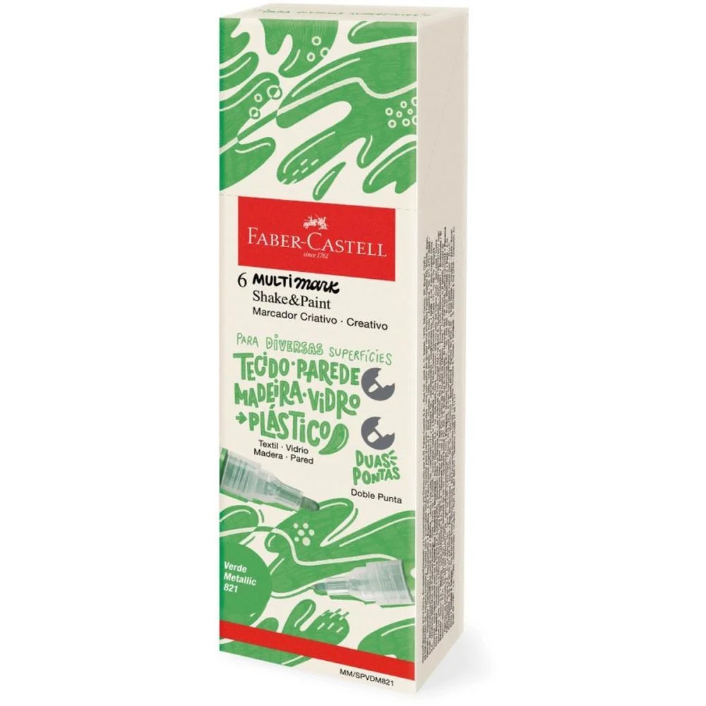 PINCEL MARCADOR ARTESANATO MULTIMARK S/P VERDE METAL C/6 FABER-CASTELL (ESTOJO) - imagem 4