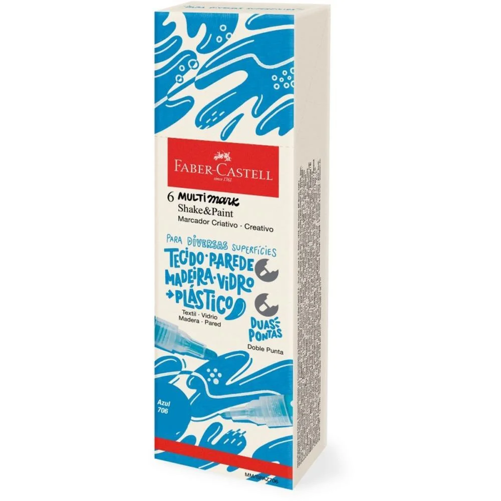 PINCEL MARCADOR ARTESANATO MULTIMARK S/P AZUL COM 6 FABER-CASTELL (ESTOJO) - imagem 4