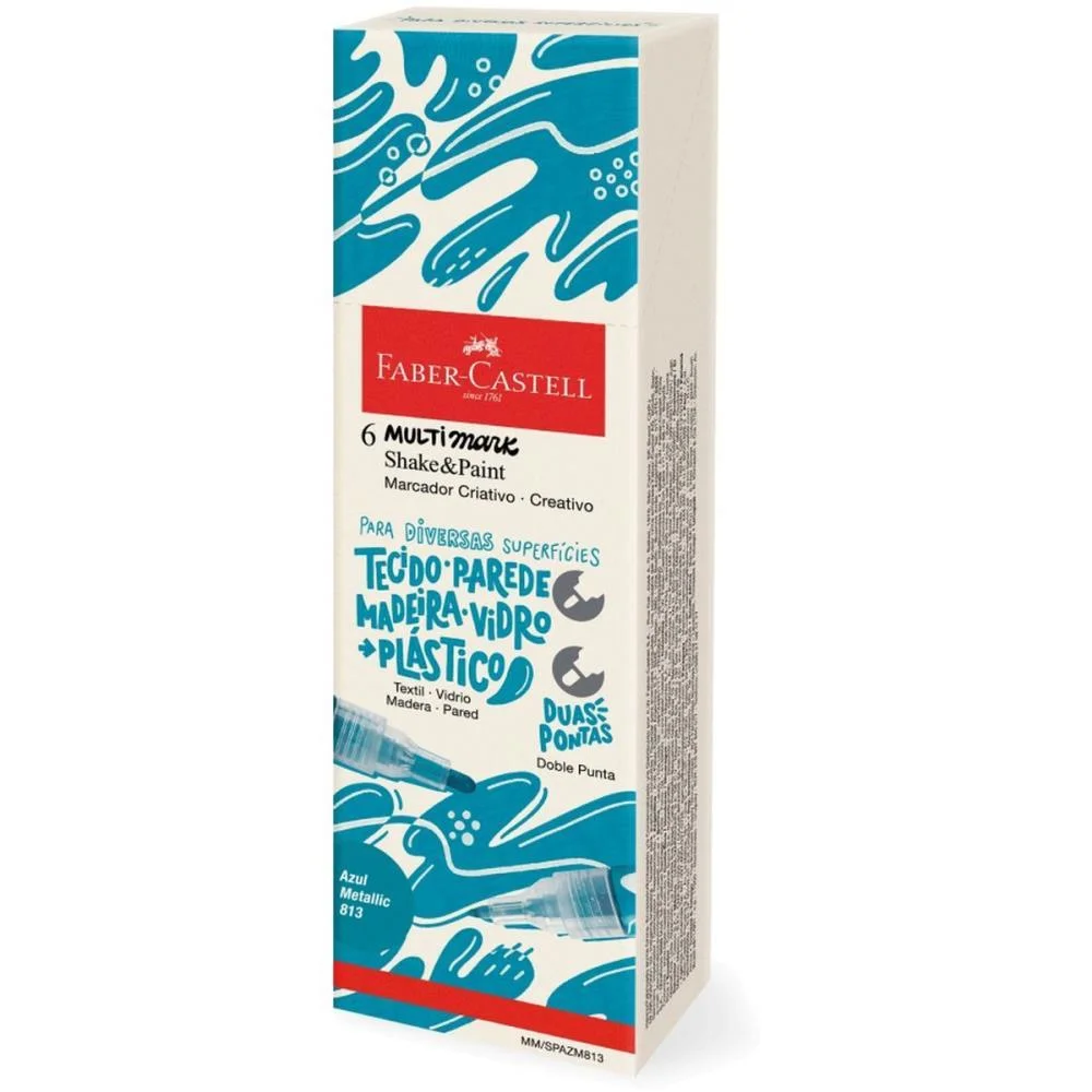 PINCEL MARCADOR ARTESANATO MULTIMARK S/P AZUL METAL COM 6 FABER-CASTELL (ESTOJO) - imagem 4