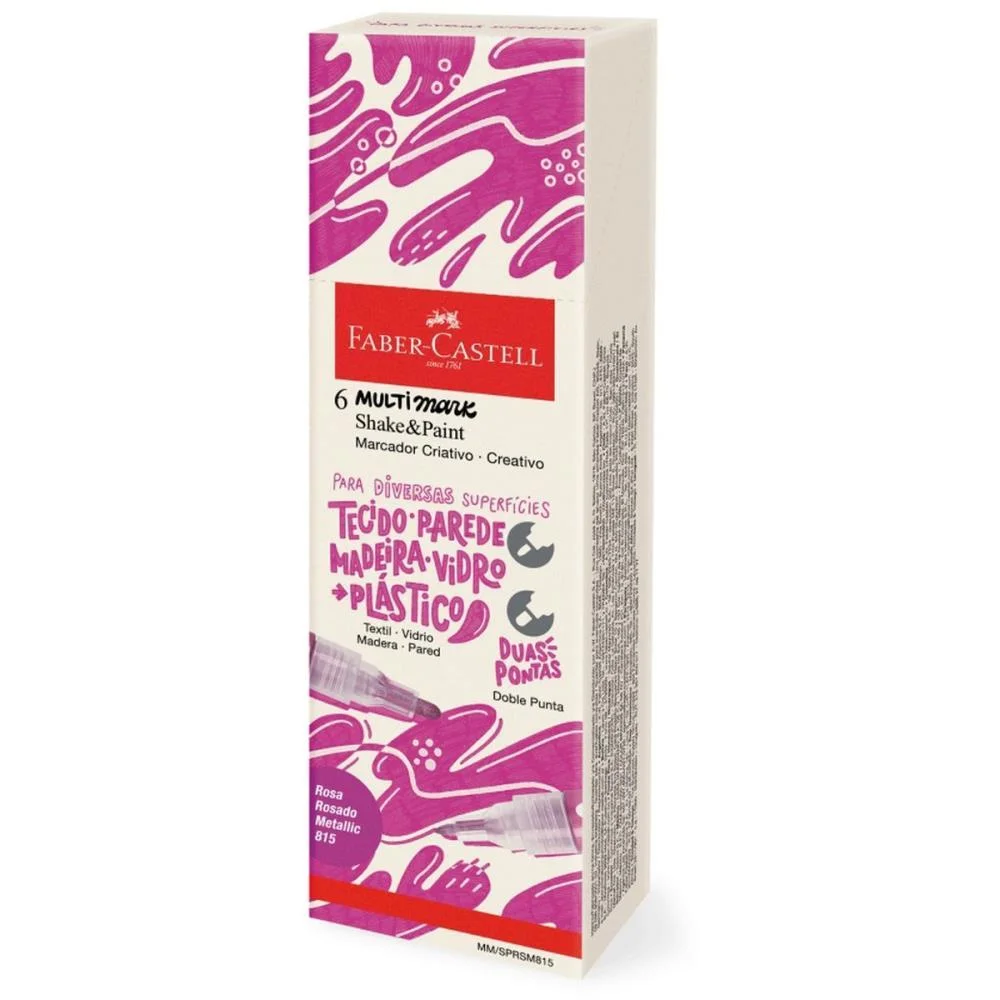 PINCEL MARCADOR ARTESANATO MULTIMARK S/P ROSA METAL C/6 FABER-CASTELL (ESTOJO) - imagem 4
