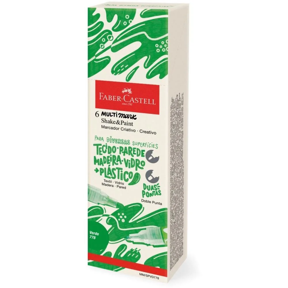 PINCEL MARCADOR ARTESANATO MULTIMARK S/P VERDE COM 6 FABER-CASTELL (ESTOJO) - imagem 4