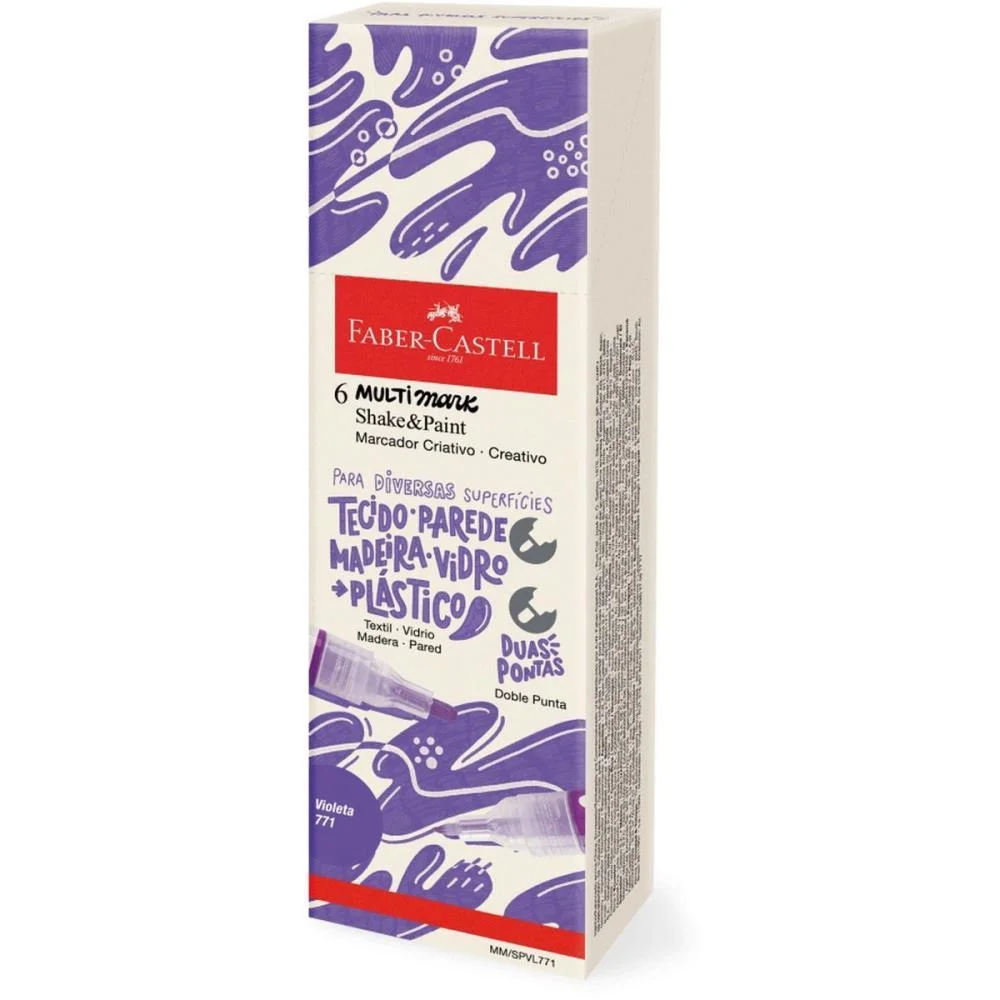 PINCEL MARCADOR ARTESANATO MULTIMARK S/P VIOLETA COM 6 FABER-CASTELL (ESTOJO) - imagem 4