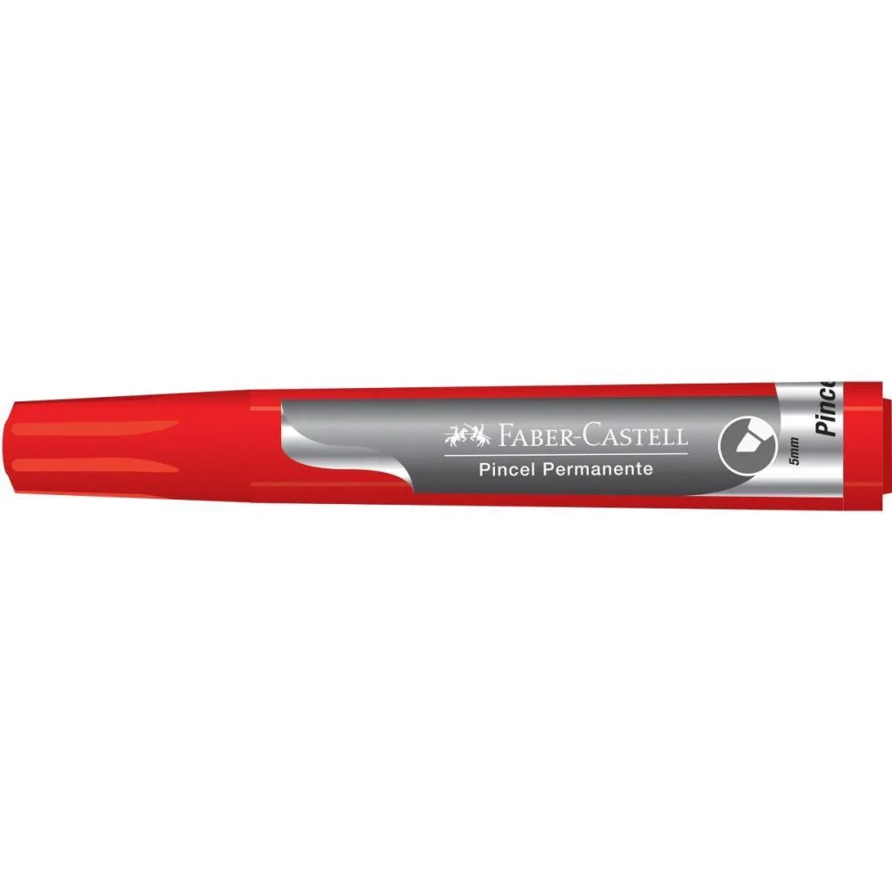 PINCEL MARCADOR PERMANENTE VERMELHO FABER-CASTELL (CX.C/12) - imagem 4