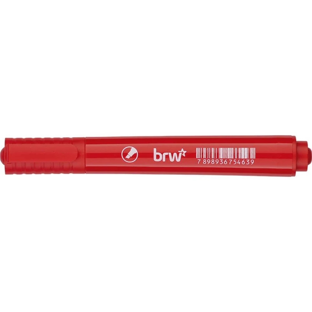 PINCEL MARCADOR PERMANENTE PONTA CHANFRADA VERMELHO BRW (CX.C/12) - imagem 4