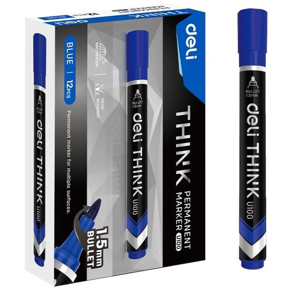 PINCEL MARCADOR PERMANENTE PONTA BULLET REDONDA 1,5MM AZ DELI (CX.C/12) - imagem 3