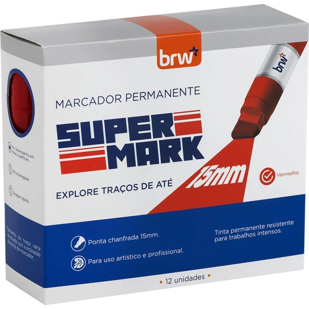 PINCEL MARCADOR PERMANENTE SUPERMARK VERMELHO BRW (CX.C/12) - imagem 4