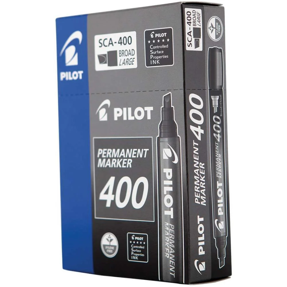 PINCEL MARCADOR PERMANENTE SCA 400 PONTA CHANFRADA PRETA PILOT (CX.C/12) - imagem 5