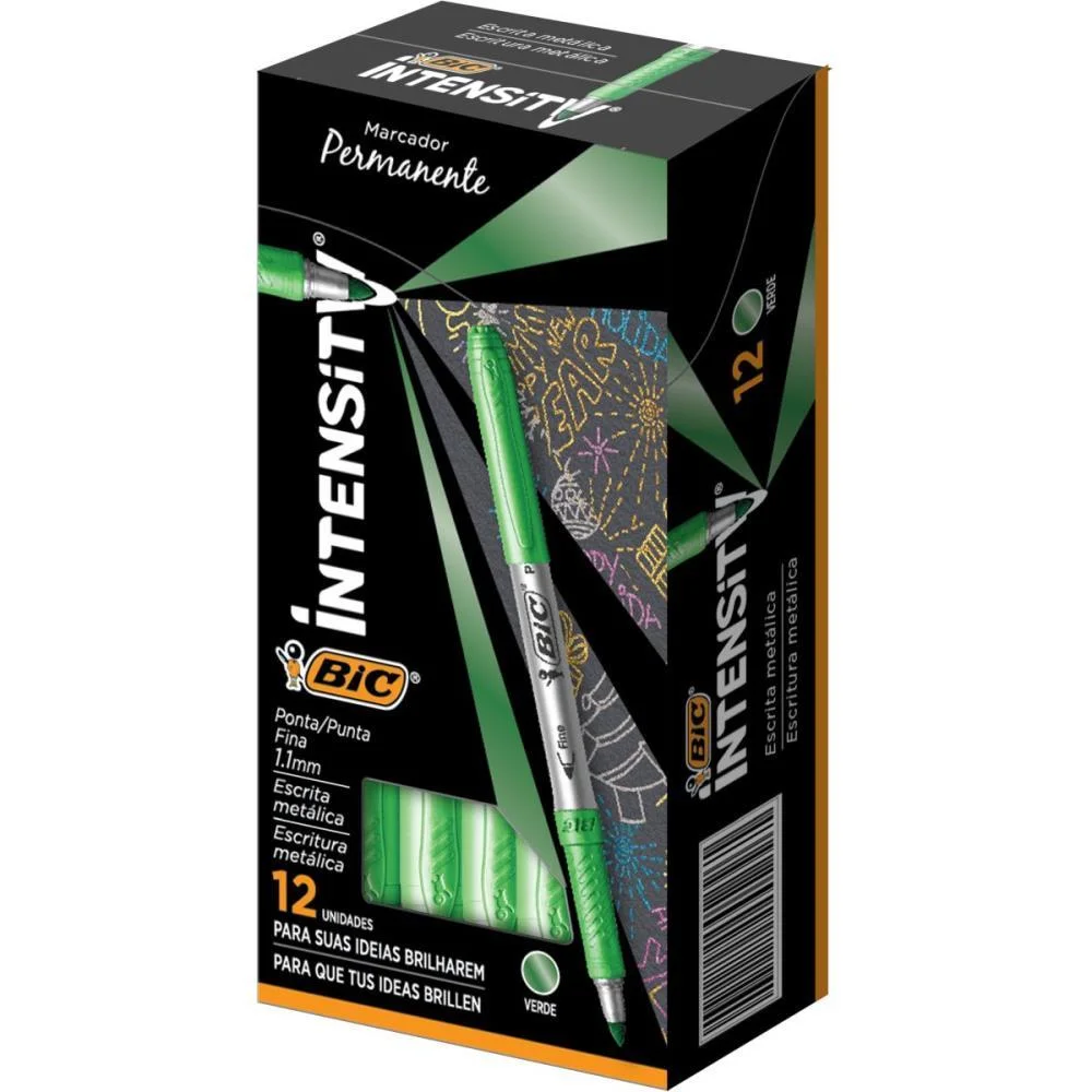 PINCEL MARCADOR PERMANENTE MARKING METALICO 1.1MM VERDE BIC (CX.C/12) - imagem 3