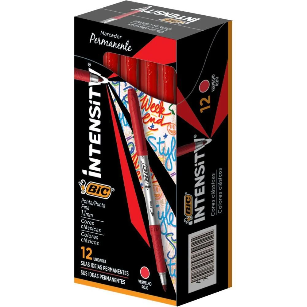 PINCEL MARCADOR PERMANENTE MARKING 1.1MM VERMELHO BIC (CX.C/12) - imagem 3