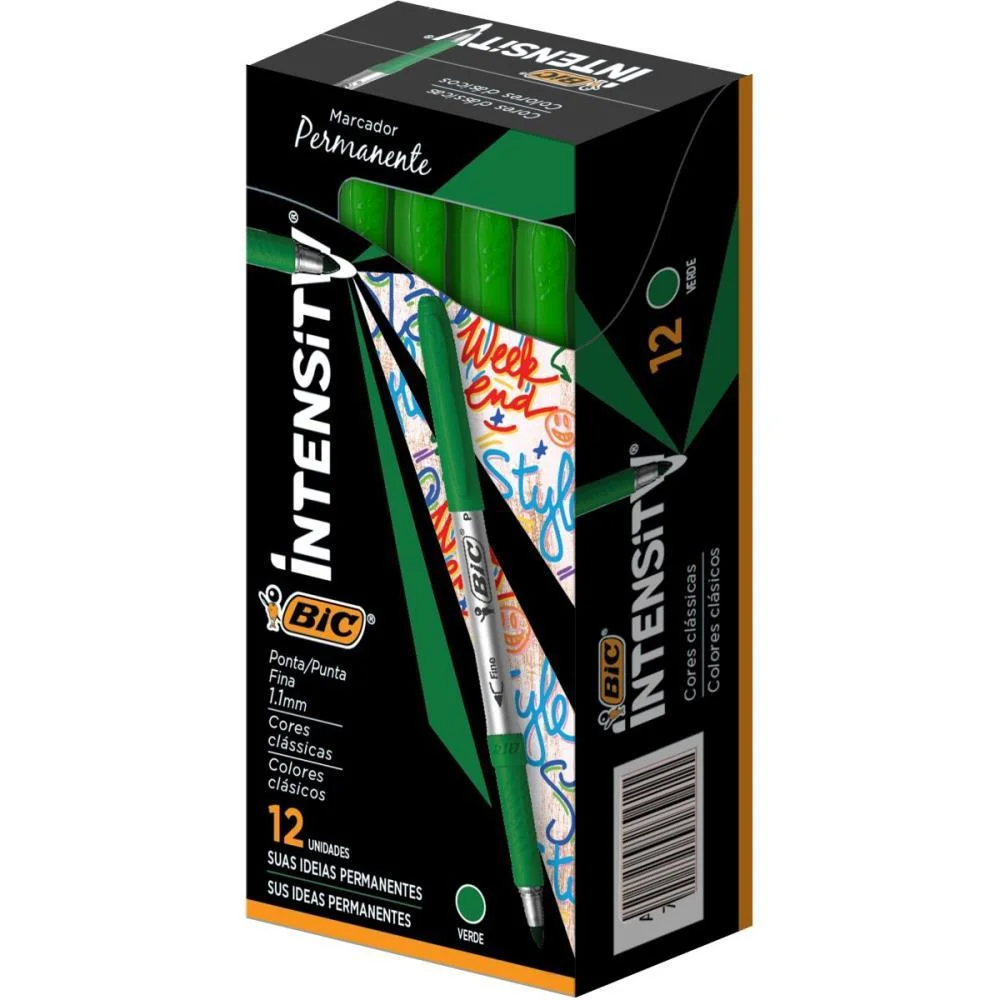 PINCEL MARCADOR PERMANENTE MARKING 1.1MM VERDE BIC (CX.C/12) - imagem 3