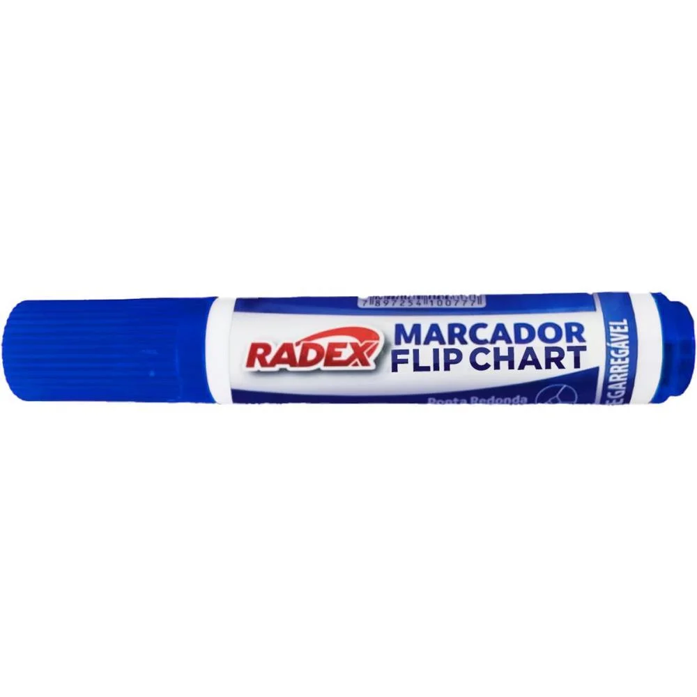 PINCEL MARCADOR PERMANENTE FLIP CHART RECARREGAVEL AZUL RADEX (CX.C/12) - imagem 2