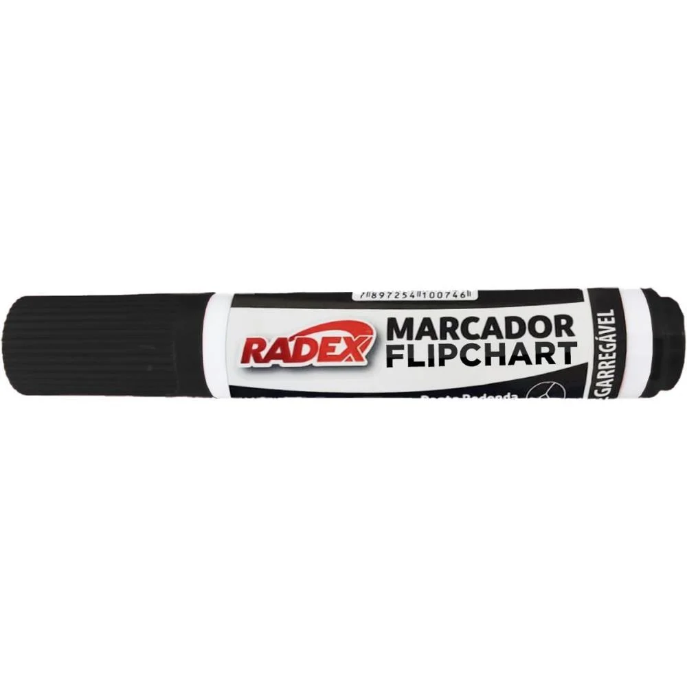 PINCEL MARCADOR PERMANENTE FLIP CHART RECARREGAVEL PRETO RADEX (CX.C/12) - imagem 2