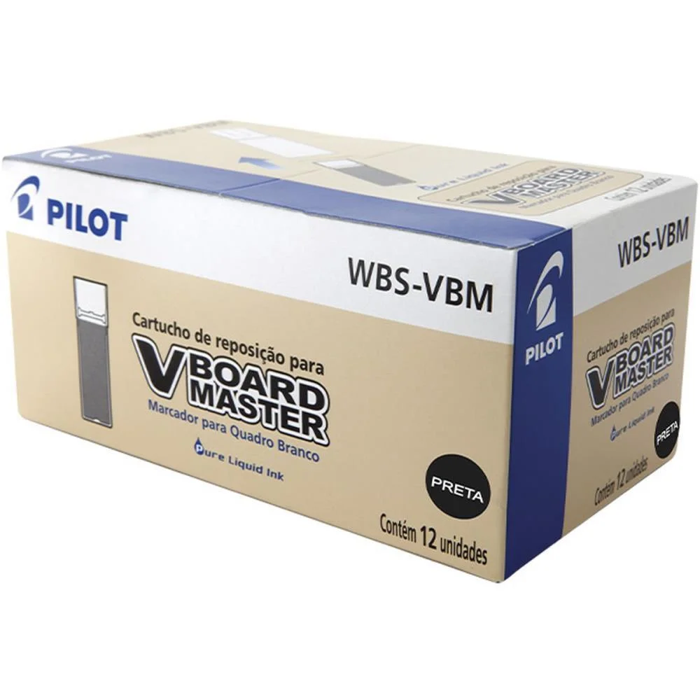 TINTA MARCADOR QUADRO BRANCO REFIL 5,5ML PRETO WBS-VBM PILOT (CX.C/12) - imagem 4