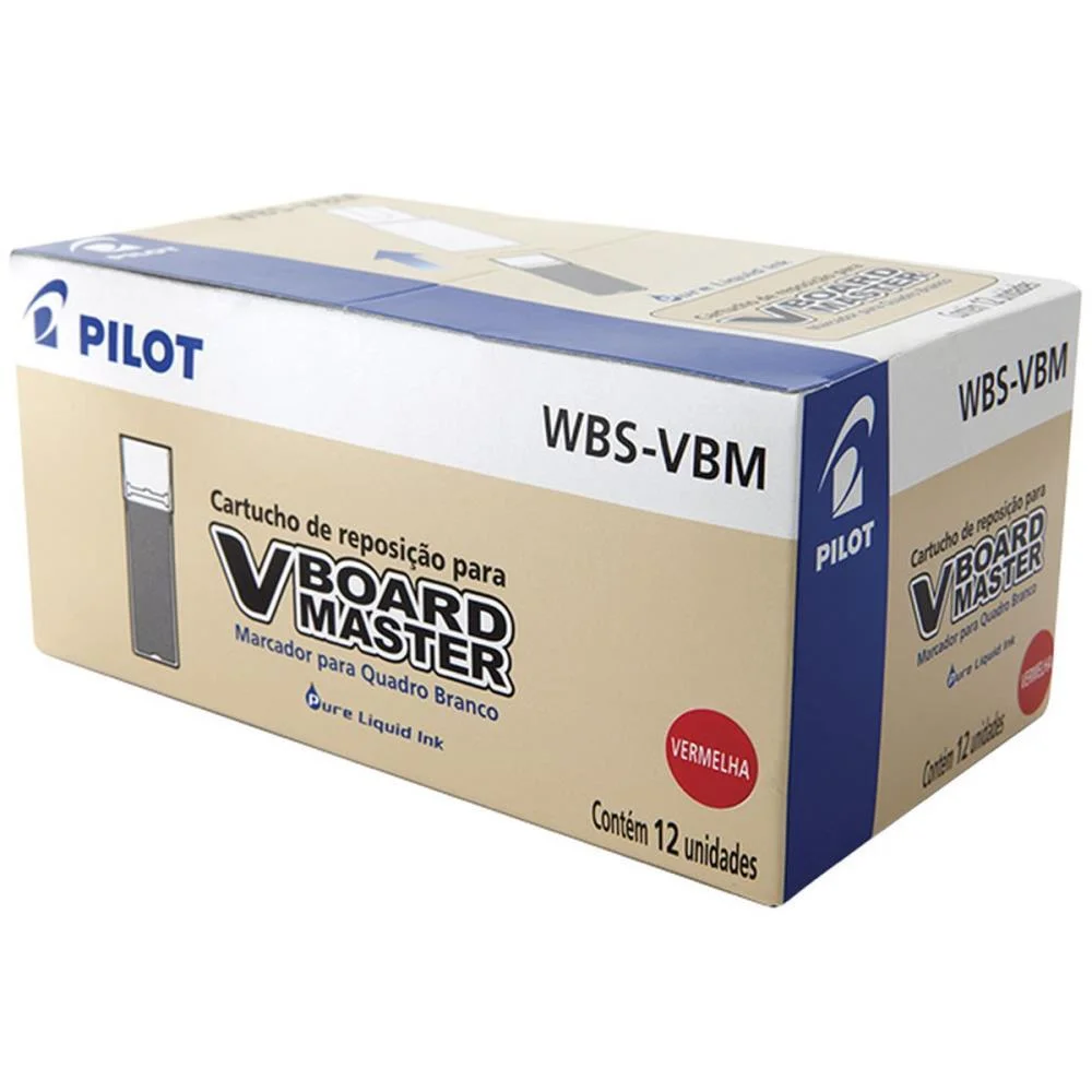 TINTA MARCADOR QUADRO BRANCO REFIL 5,5ML VERMELHO WBS-VBM PILOT (CX.C/12) - imagem 4