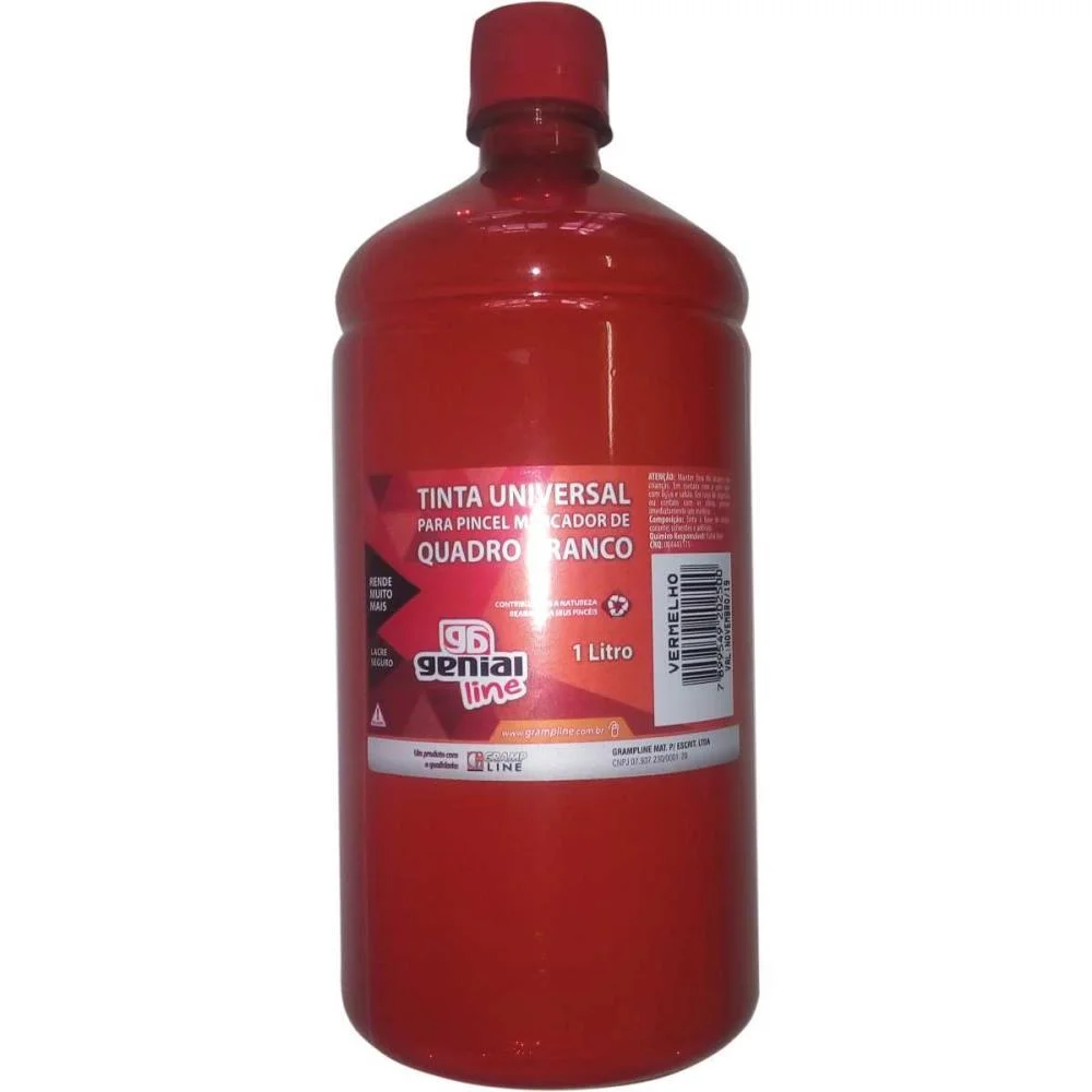 TINTA MARCADOR QUADRO BRANCO REABASTECEDOR GE-1000ML VERMEL GRAMP LINE (UNIDADE) - imagem 3