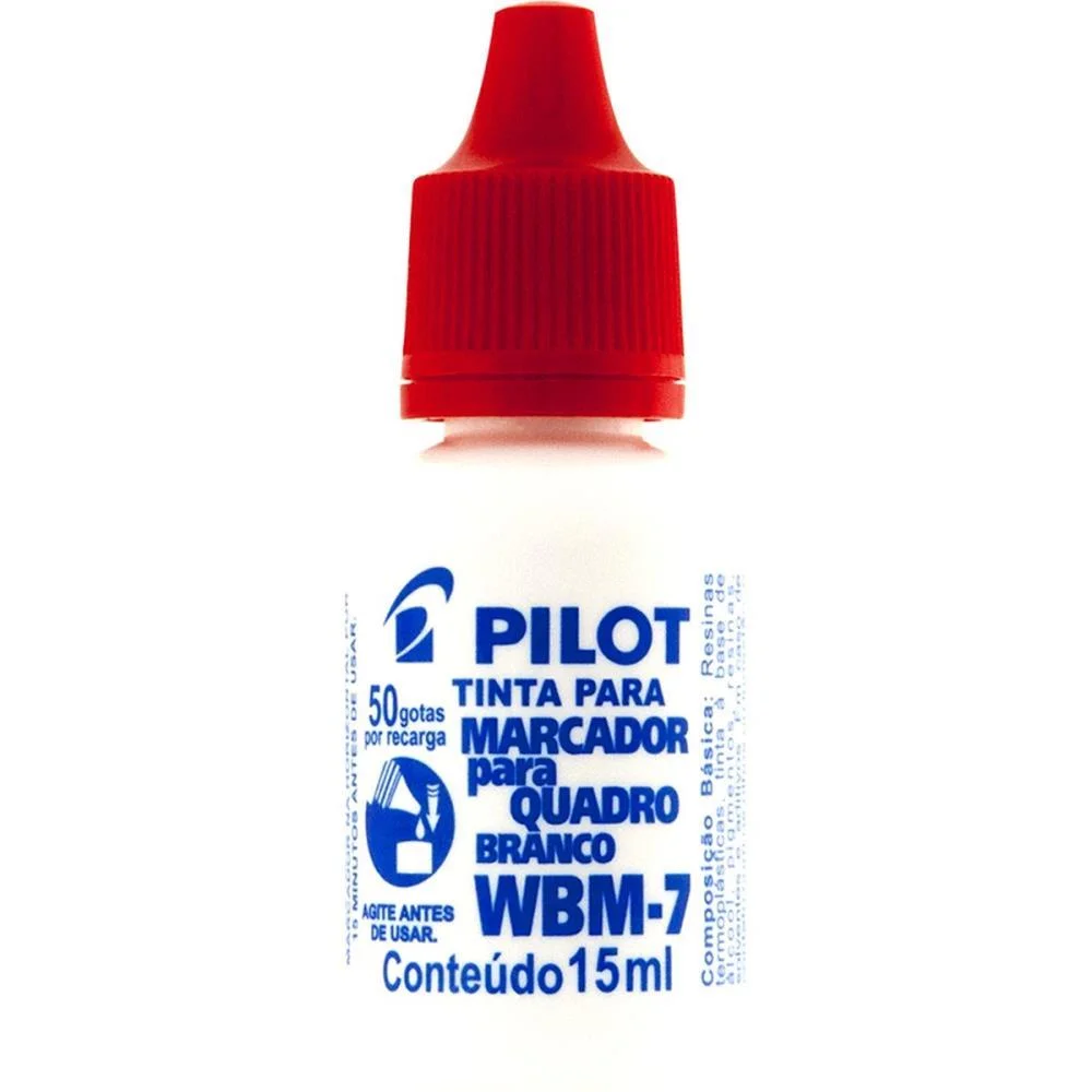 TINTA MARCADOR QUADRO BRANCO REABASTECEDOR WBM-7 VERM.15ML PILOT (CX.C/12) - imagem 4