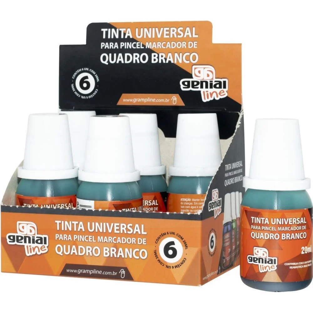 TINTA MARCADOR QUADRO BRANCO REABASTECEDOR GENIAL 20ML VERD GRAMP LINE (CX.C/06) - imagem 2