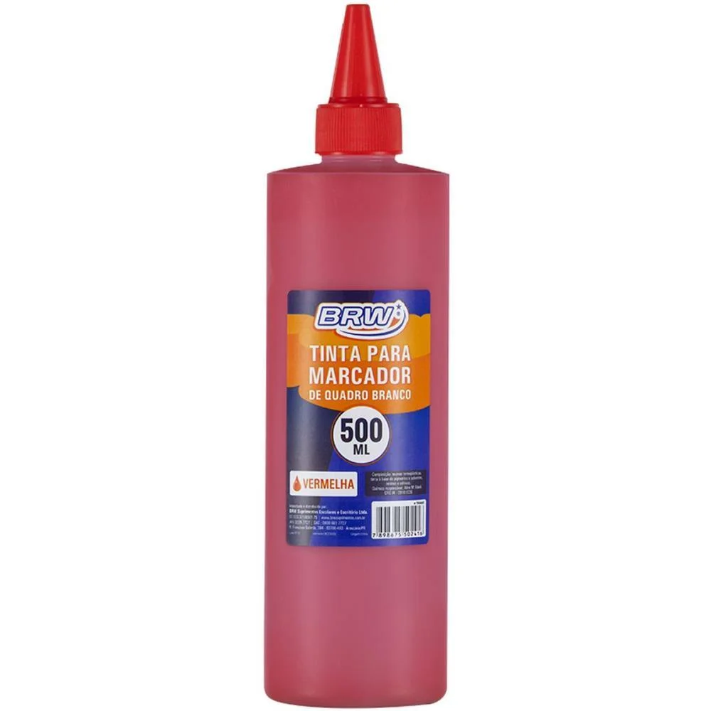 TINTA MARCADOR QUADRO BRANCO REABASTECEDOR VERMELHO 500ML BRW (UNIDADE) - imagem 2