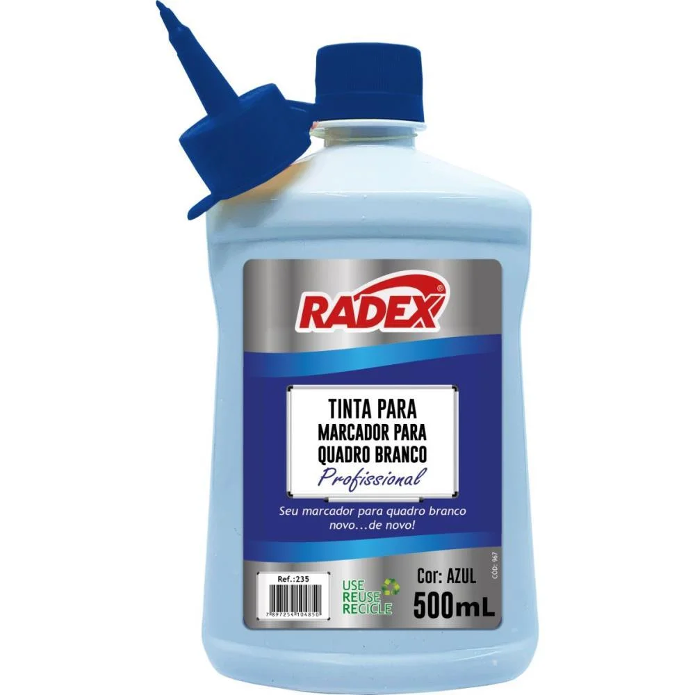 TINTA MARCADOR QUADRO BRANCO REABASTECEDOR 500ML AZUL RADEX (UNIDADE) - imagem 2