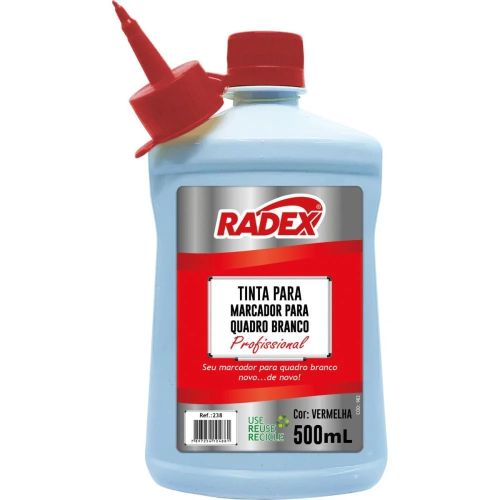 TINTA MARCADOR QUADRO BRANCO REABASTECEDOR 500ML VERMELHO RADEX (UNIDADE) - imagem 2