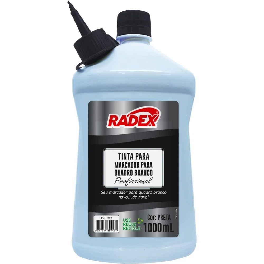 TINTA MARCADOR QUADRO BRANCO REABASTECEDOR 1000ML PRETO RADEX (UNIDADE) - imagem 2