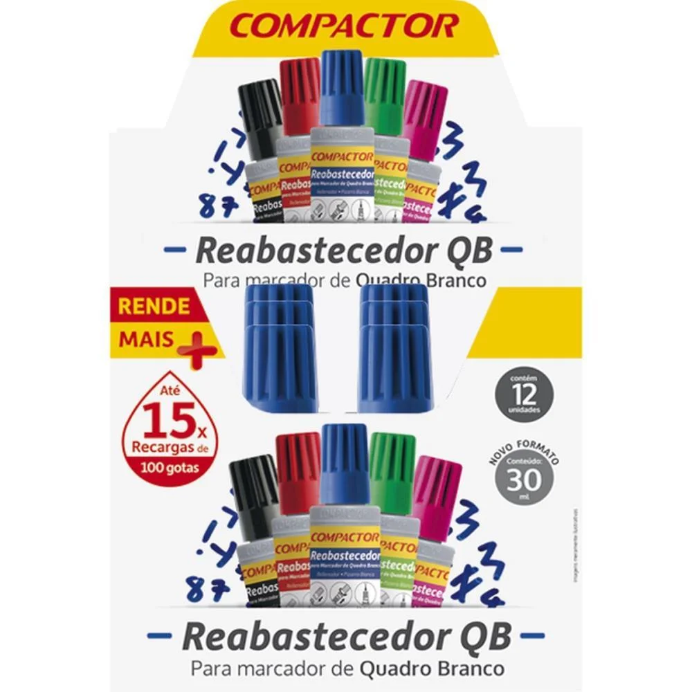 TINTA MARCADOR QUADRO BRANCO REABASTECEDOR 030ML PRETO COMPACTOR (CX.C/12) - imagem 4