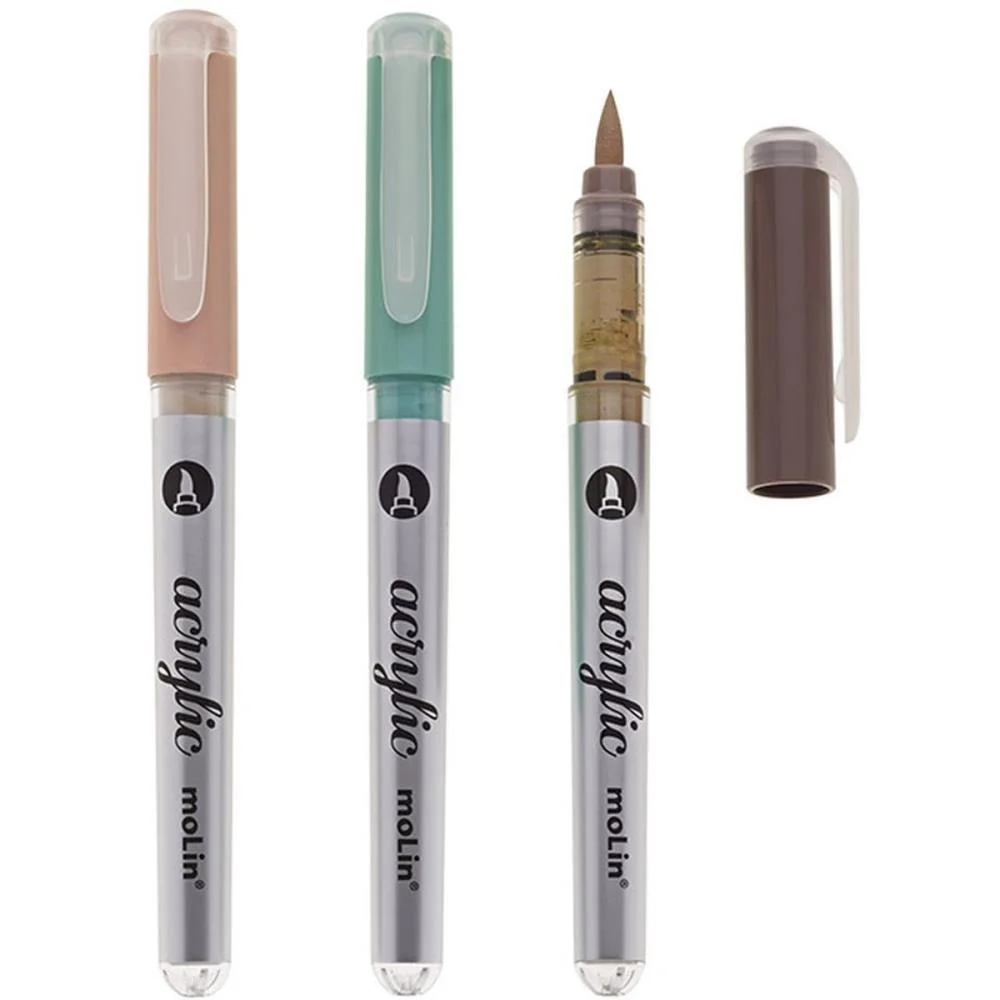 MARCADOR ARTISTICO ACRYLIC BRUSH 12 CORES PASTEL MOLIN (ESTOJO) - imagem 4